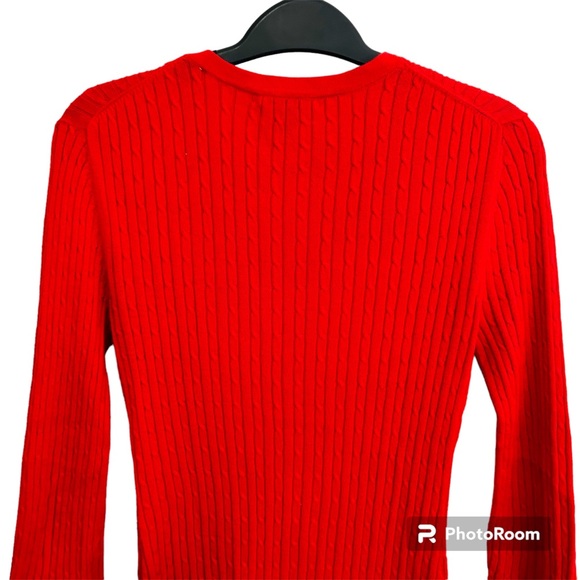 Pink Tartan Red Pima Cotton Ribbed Cardigan Enamel Floral Buttons Size XS - Picture 7 of 7